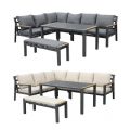 Ensemble canapé d'angle en aluminium pour patio extérieur avec table basse et repose-pieds - 11C12A