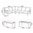 Ensemble canapé d'angle en aluminium pour patio extérieur avec table basse et repose-pieds - 11C12A