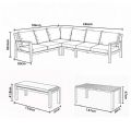 Ensemble canapé d'angle en aluminium pour patio extérieur avec table basse et repose-pieds - 11C12A