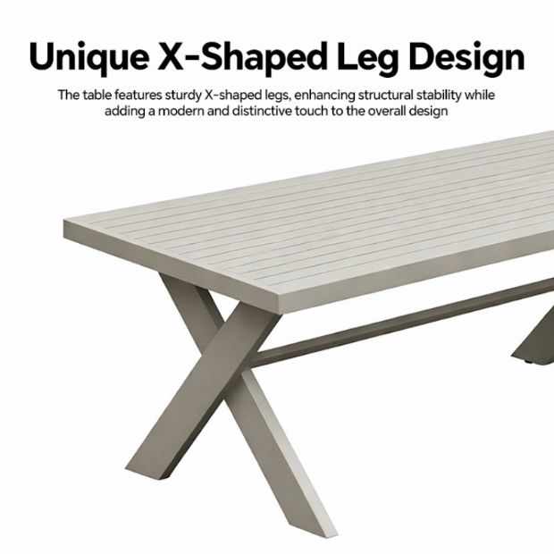 Ensembles de canapés de salon d'extérieur design moderne en gros avec table à pieds en X et banc - 11C12B