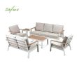 Ensemble de canapés en aluminium thermolaqué pour extérieur 6 pièces avec table à lattes en WPC en gros - 11C12C