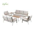 Ensemble de canapés en aluminium thermolaqué pour extérieur 6 pièces avec table à lattes en WPC en gros - 11C12C