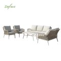 Ensemble de canapés tressés en corde toutes saisons en gros avec table basse en aluminium pour extérieur - 11C12D