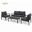 HF Patios Vente en Gros Directe d'Usine Salon de Jardin 4 Pièces en Aluminium avec Coussins Épais et Table Basse pour Espaces Extérieurs - 11C12F