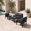 HF Patios Vente en Gros Directe d'Usine Salon de Jardin 4 Pièces en Aluminium avec Coussins Épais et Table Basse pour Espaces Extérieurs - 11C12F