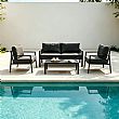 HF Patios Vente en Gros Directe d'Usine Salon de Jardin 4 Pièces en Aluminium avec Coussins Épais et Table Basse pour Espaces Extérieurs - 11C12F