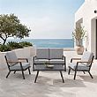 HF Patios Vente en Gros Directe d'Usine Salon de Jardin 4 Pièces en Aluminium avec Coussins et Table Basse en Verre Imprimé pour Espaces de Vie Extérieurs - 11C12G