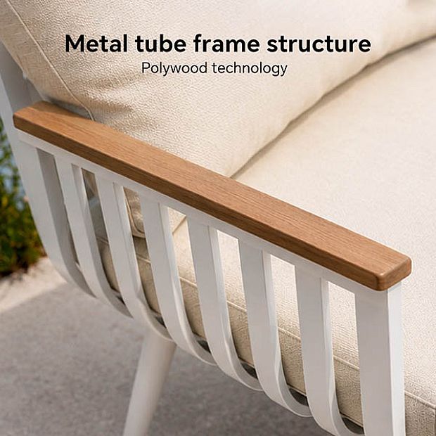 HF Patios Vente en Gros Directe d'Usine Salon de Jardin KD en Aluminium avec Coussins et Table Basse pour Espaces Extérieurs - 11C12I