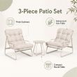 Ensemble de salon de jardin 3 pièces en gros, avec coussins épais et table ronde en verre, pour balcon, jardin ou extérieur - 11C12J