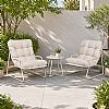 Ensemble de salon de jardin 3 pièces en gros, avec coussins épais et table ronde en verre, pour balcon, jardin ou extérieur - 11C12J