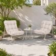 Ensemble de salon de jardin 3 pièces en gros, avec coussins épais et table ronde en verre, pour balcon, jardin ou extérieur - 11C12J