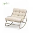 Fauteuil de jardin à bascule en gros, avec coussin épais en oléfine et structure en fer galvanisé, destiné à l'ameublement de terrasses et de jardins - 11C12K