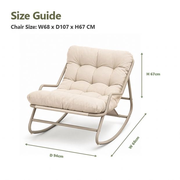 Fauteuil de jardin à bascule en gros, avec coussin épais en oléfine et structure en fer galvanisé, destiné à l'ameublement de terrasses et de jardins - 11C12K