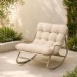Fauteuil de jardin à bascule en gros, avec coussin épais en oléfine et structure en fer galvanisé, destiné à l'ameublement de terrasses et de jardins - 11C12K