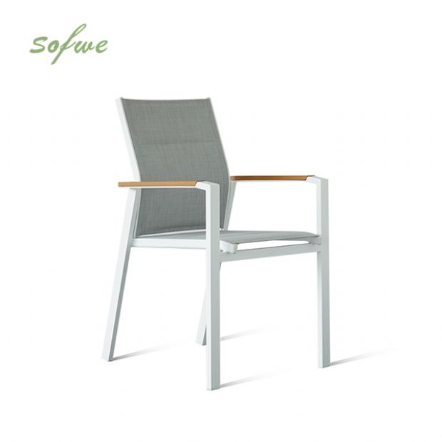 Fauteuil de salle à manger en aluminium rembourré en coton pour jardin - 11D11I
