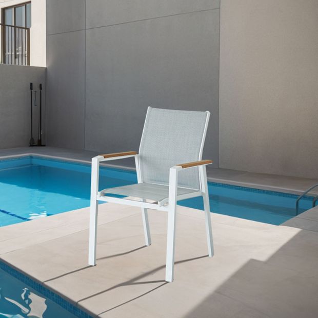 Fauteuil de salle à manger en aluminium rembourré en coton pour jardin - 11D11I