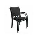 Chaise de salle à manger empilable en aluminium pour extérieur avec accoudoirs et assise type hamac - 11D11K