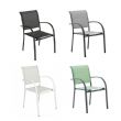 Chaise de salle à manger empilable en aluminium pour extérieur avec accoudoirs et assise type hamac - 11D11K