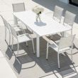 Chaise de salle à manger empilable en aluminium pour extérieur avec accoudoirs et assise type hamac - 11D11K
