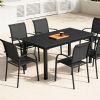 Chaise de salle à manger empilable en aluminium pour extérieur avec accoudoirs et assise type hamac - 11D11K
