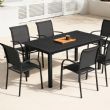 Chaise de salle à manger empilable en aluminium pour extérieur avec accoudoirs et assise type hamac - 11D11K