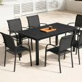Chaise de salle à manger empilable en aluminium pour extérieur avec accoudoirs et assise type hamac - 11D11K