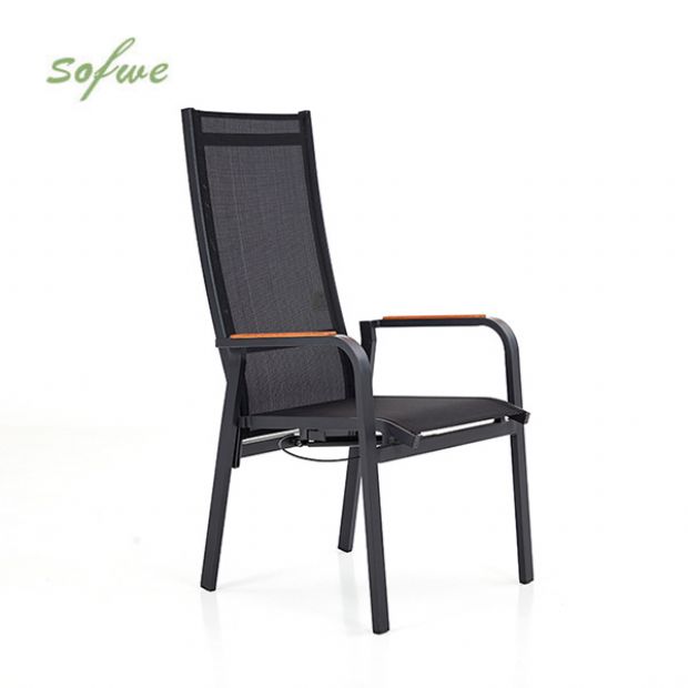 Chaise de salle à manger inclinable à dossier haut pour patio - 11D12J
