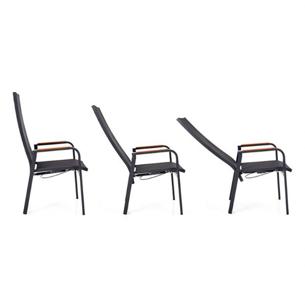 Chaise de salle à manger inclinable à dossier haut pour patio - 11D12J