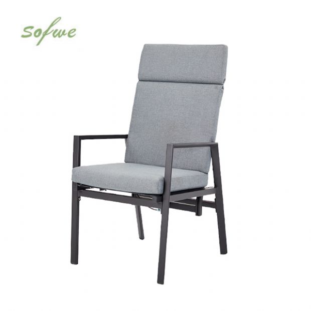 Fauteuil inclinable à dossier haut pour patio avec coussin en polyester filé - 11D12K