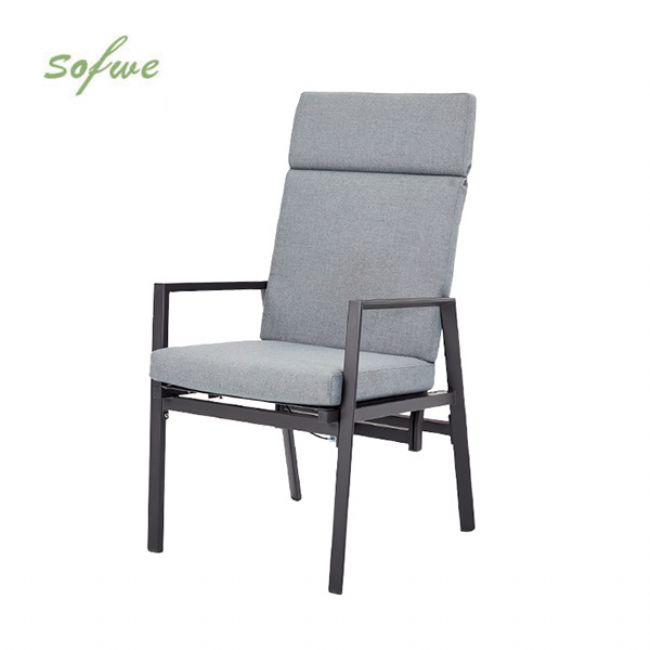 Fauteuil inclinable à dossier haut pour patio avec coussin en polyester filé - 11D12K