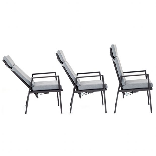 Fauteuil inclinable à dossier haut pour patio avec coussin en polyester filé - 11D12K