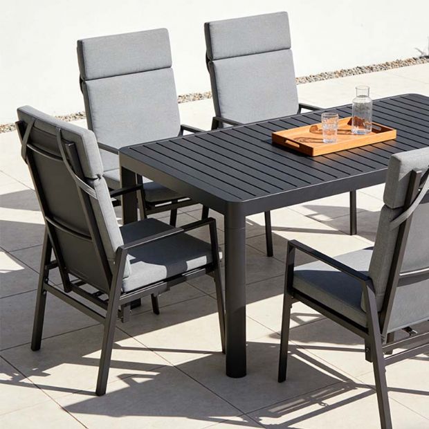 Fauteuil inclinable à dossier haut pour patio avec coussin en polyester filé - 11D12K