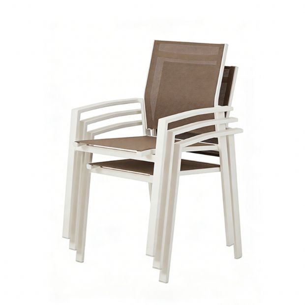 Chaise de salle à manger en aluminium avec assise et dossier en maille respirante - 11D27A