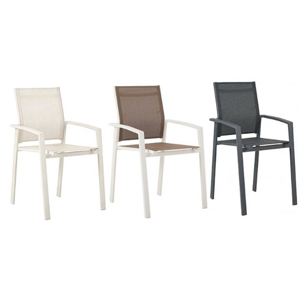 Chaise de salle à manger en aluminium avec assise et dossier en maille respirante - 11D27A