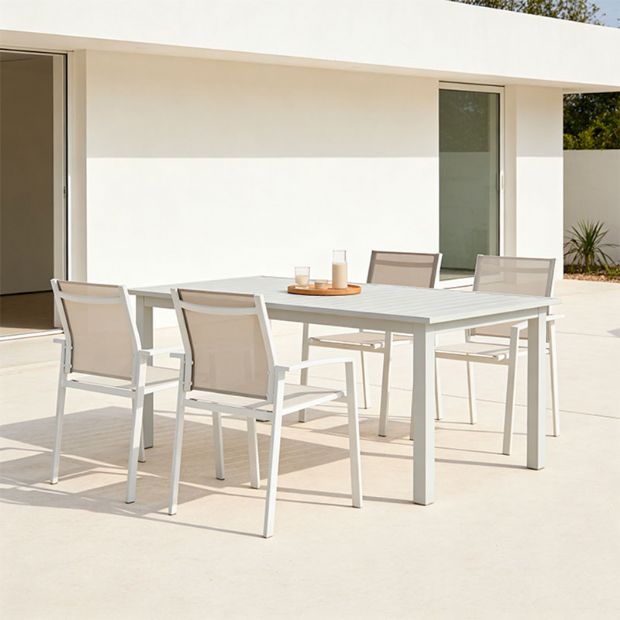 Chaise de salle à manger en aluminium avec assise et dossier en maille respirante - 11D27A