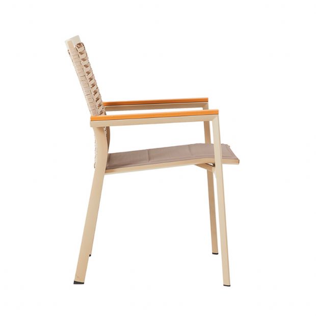 Chaise de salle à manger d'extérieur en aluminium et corde tressée - 11D27C