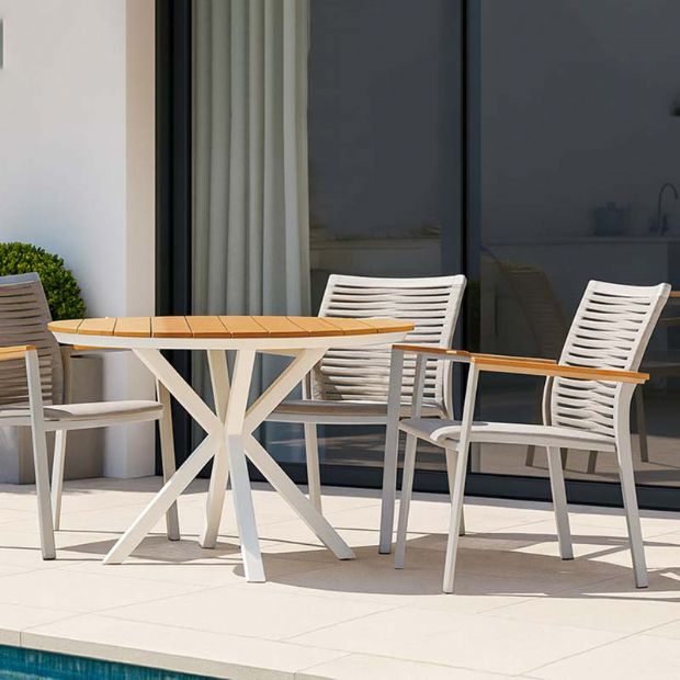Chaise de salle à manger d'extérieur en aluminium et corde tressée - 11D27C