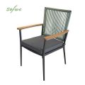 Chaise de salle à manger d'extérieur avec structure en alliage d'aluminium et coussin d'assise de 5 cm d'épaisseur - 11D27G