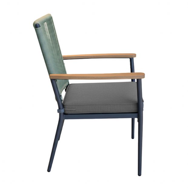 Chaise de salle à manger d'extérieur avec structure en alliage d'aluminium et coussin d'assise de 5 cm d'épaisseur - 11D27G