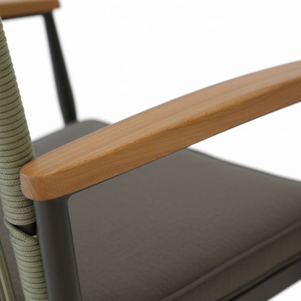 Chaise de salle à manger d'extérieur avec structure en alliage d'aluminium et coussin d'assise de 5 cm d'épaisseur - 11D27G