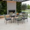 Chaise de salle à manger d'extérieur avec structure en alliage d'aluminium et coussin d'assise de 5 cm d'épaisseur - 11D27G
