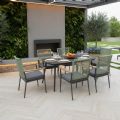 Chaise de salle à manger d'extérieur avec structure en alliage d'aluminium et coussin d'assise de 5 cm d'épaisseur - 11D27G