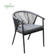 Chaise de salle à manger ronde d'extérieur avec dossier en corde tressée - 11D27I