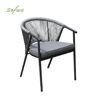 Chaise de salle à manger ronde d'extérieur avec dossier en...