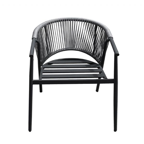 Chaise de salle à manger ronde d'extérieur avec dossier en corde tressée - 11D27I