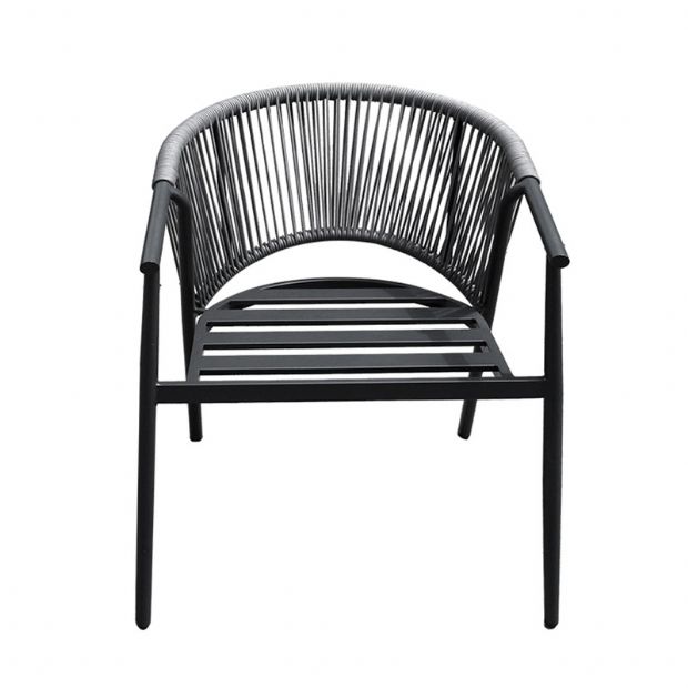 Chaise de salle à manger ronde d'extérieur avec dossier en corde tressée - 11D27I