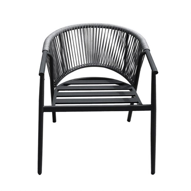 Chaise de salle à manger ronde d'extérieur avec dossier en corde tressée - 11D27I