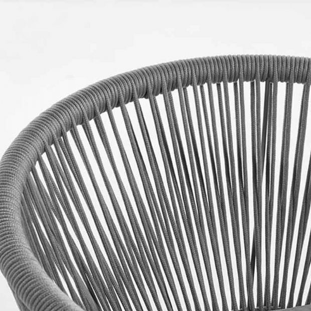 Chaise de salle à manger ronde d'extérieur avec dossier en corde tressée - 11D27I