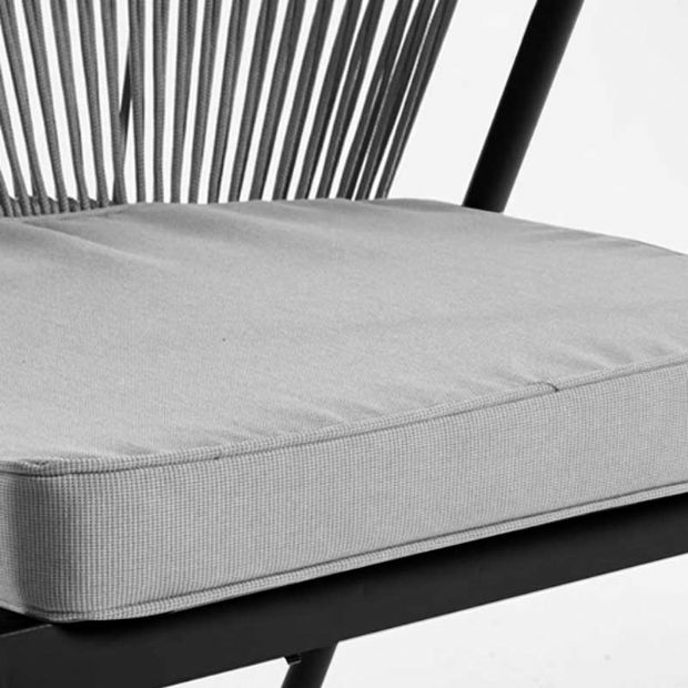Chaise de salle à manger ronde d'extérieur avec dossier en corde tressée - 11D27I