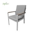 Chaise de salle à manger en aluminium avec accoudoirs en WPC pour extérieur avec coussin - 11D27J